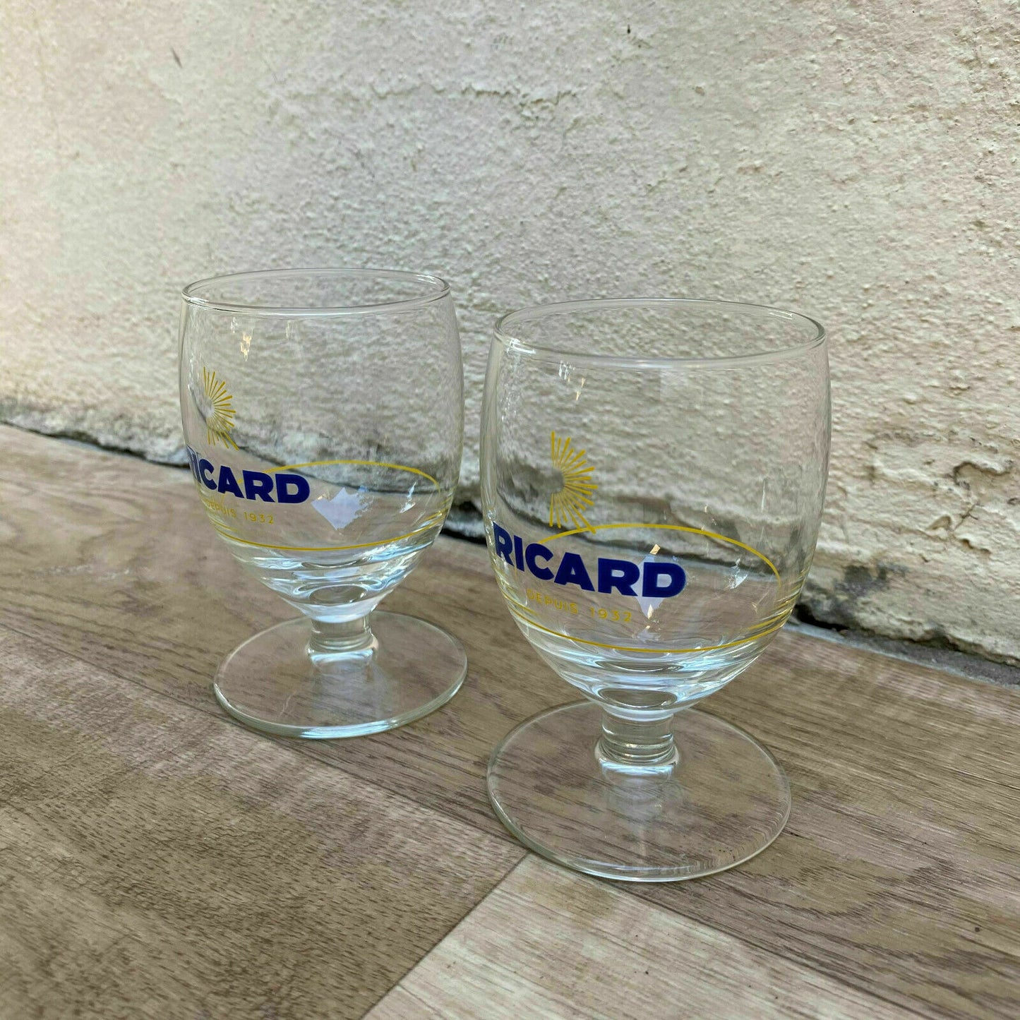 Vintage French Ricard Pastis Glasses Sunburst Logo Set of 2 23092020 Does Not Apply