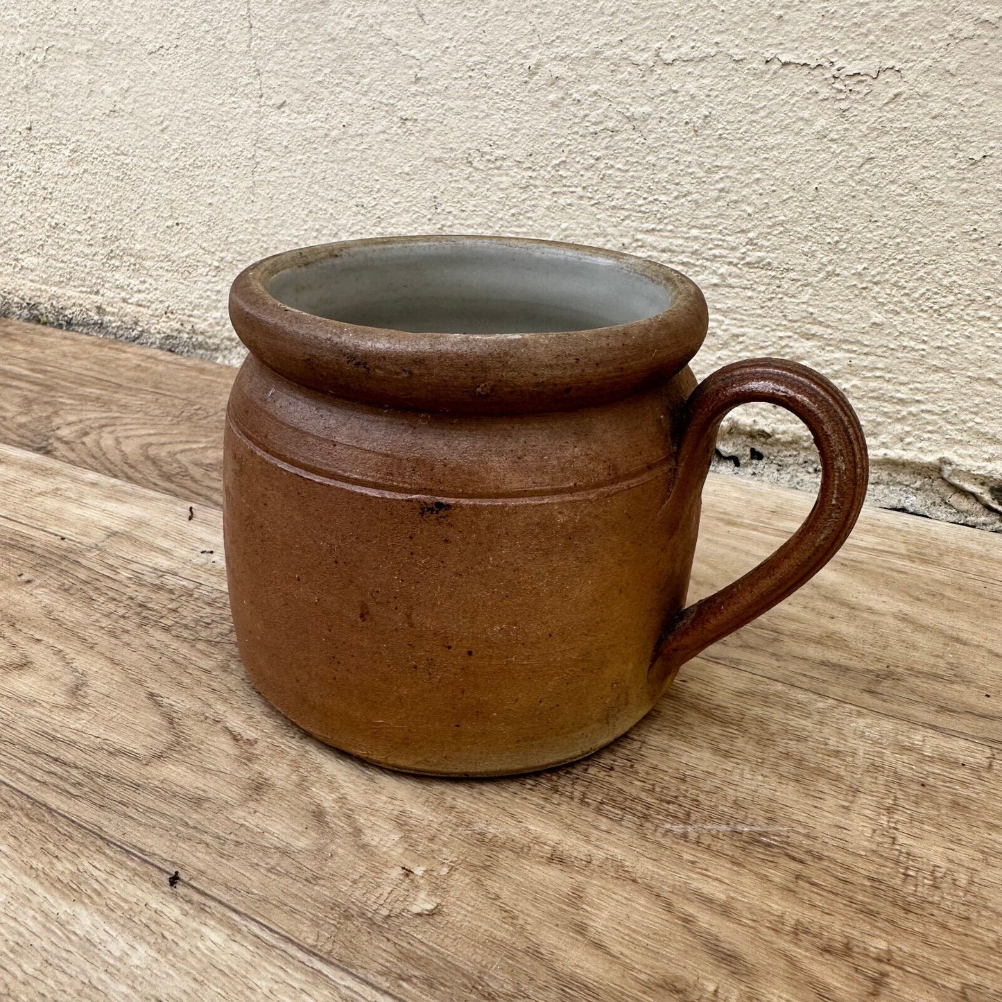 FRENCH VINTAGE confit jug mug cup glazed brown  stoneware 1105239 - Fleamarketfrance