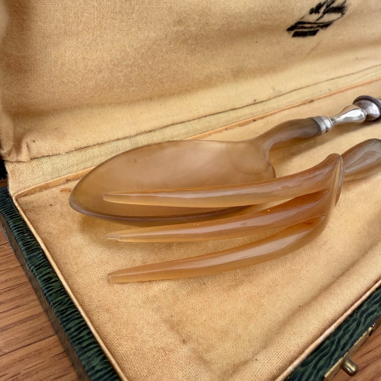 French Carving Set Horn Handles Silver Plated Boxed Vintage 2203268 Fleamarketfrance