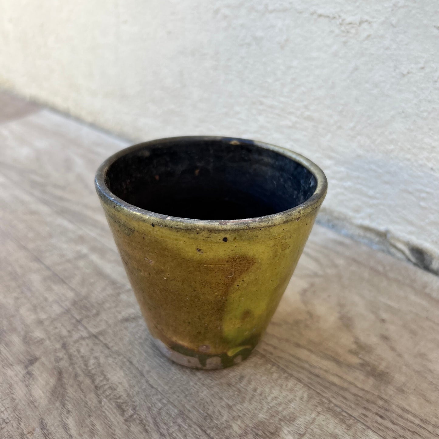 Vintage French Pottery Planter Yellow Blue Glazed Ceramic 1930s 26052224 Fleamarketfrance