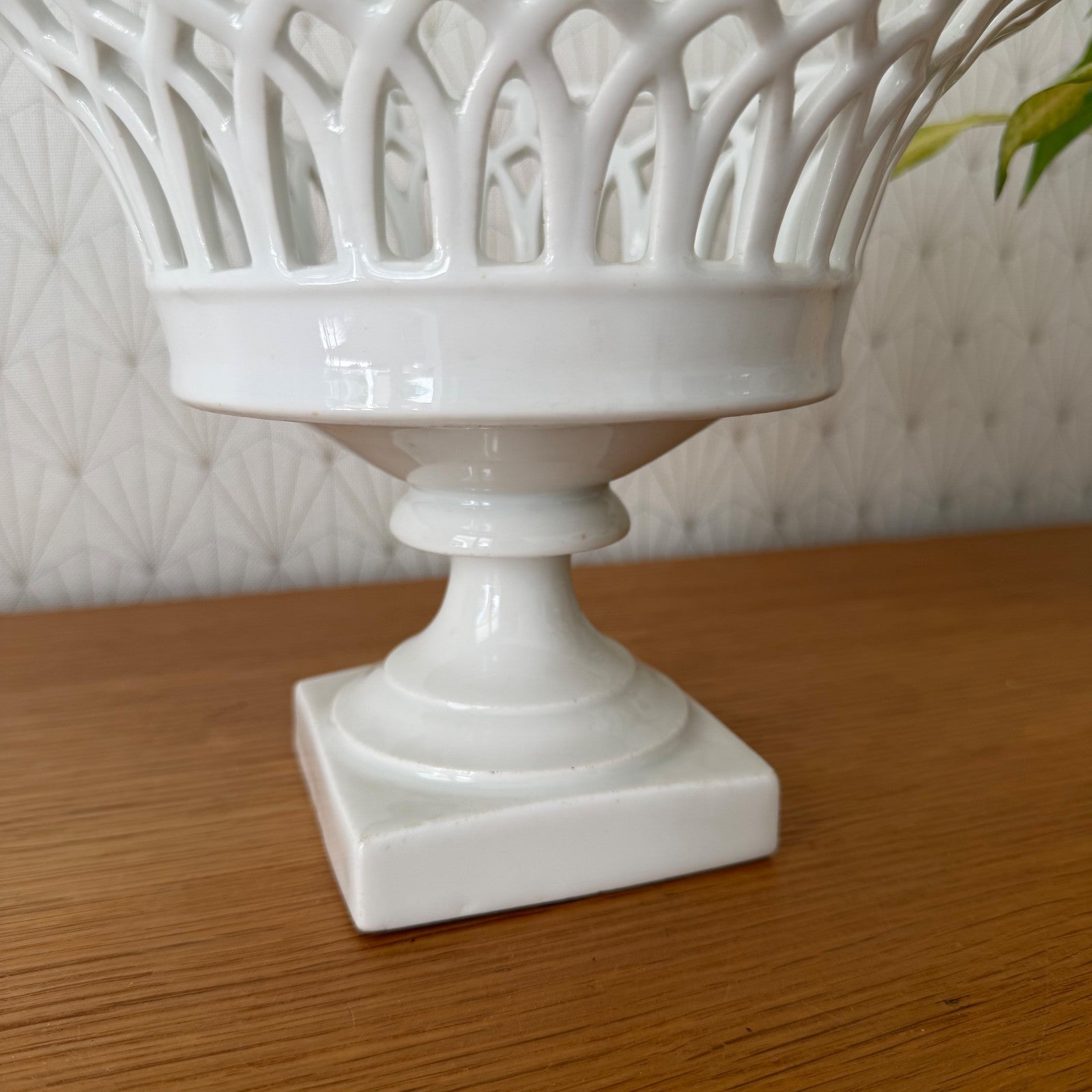 Vintage French White Porcelain Reticulated Footed Compote 0708261 Fleamarketfrance