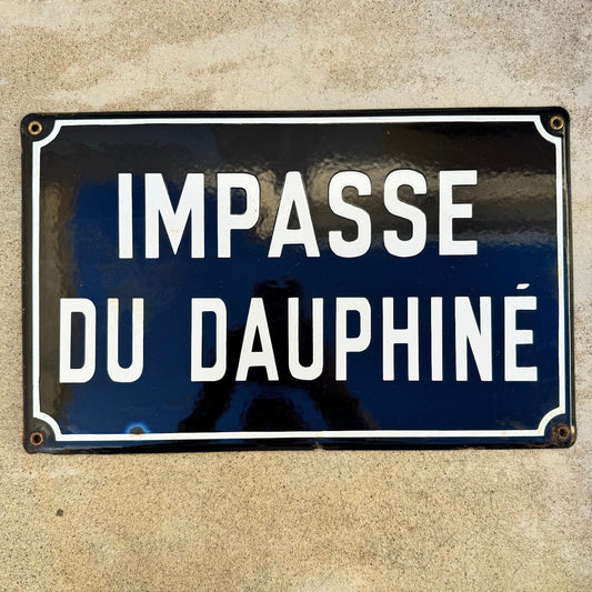 Old French Street Enameled Sign Plaque - vintage DAUPHINE 13042434 - Fleamarketfrance