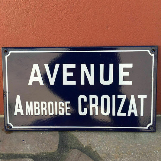 Old French Street Enameled Sign Plaque - vintage croizat - Fleamarketfrance