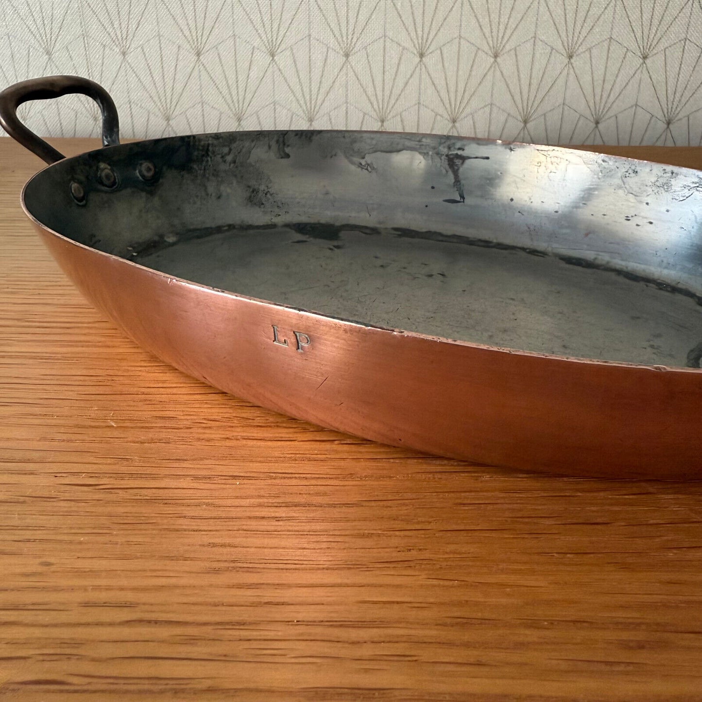 French Copper Cookware gratin Pan Brass oval made france 0304256