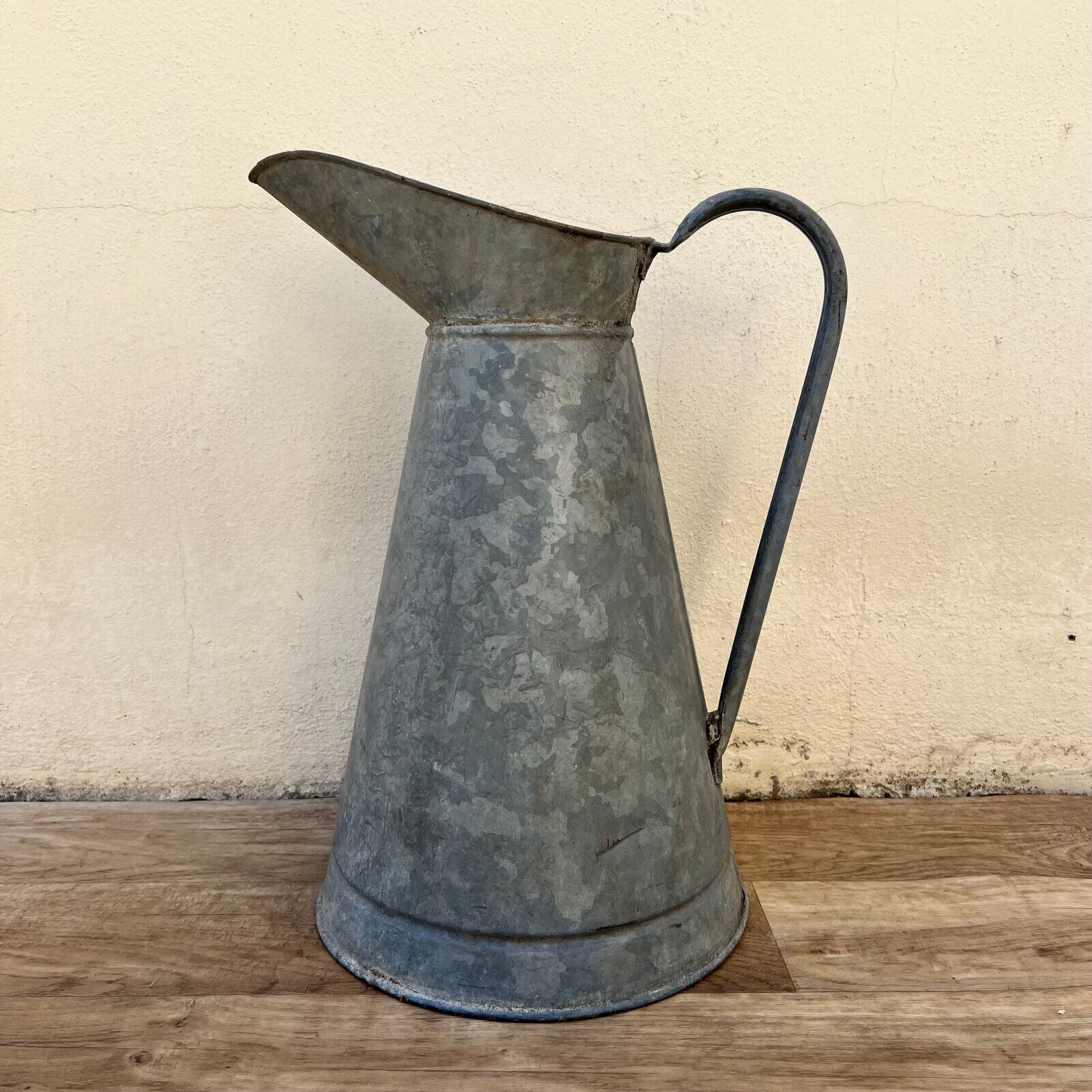 Vintage French Galvanized Zinc pitcher jug water grey garden 1707226 - Fleamarketfrance