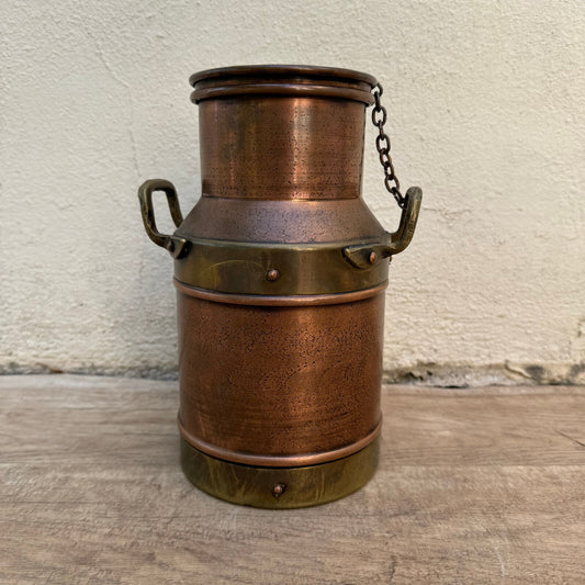 French Vintage Hand-made Villedieu Copper Pot W/ Lid Handles stamp Milk 22072410 - Fleamarketfrance