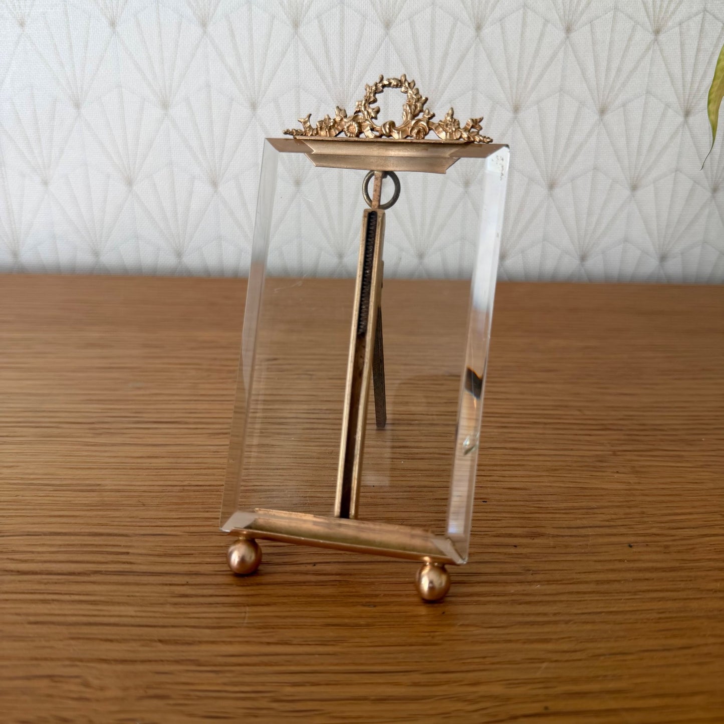 French Vintage Brass Photo Frame Beveled Glass Louis XVI 27062611 Fleamarketfrance