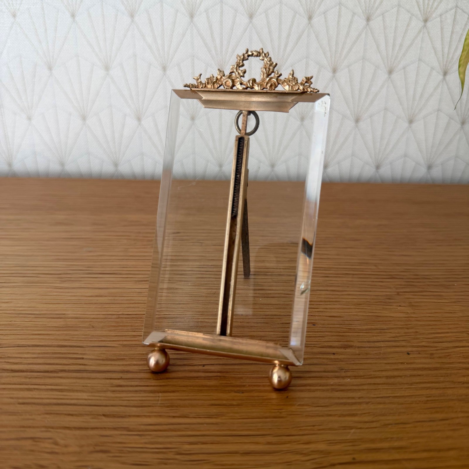 French Vintage Brass Photo Frame Beveled Glass Louis XVI 27062611 Fleamarketfrance