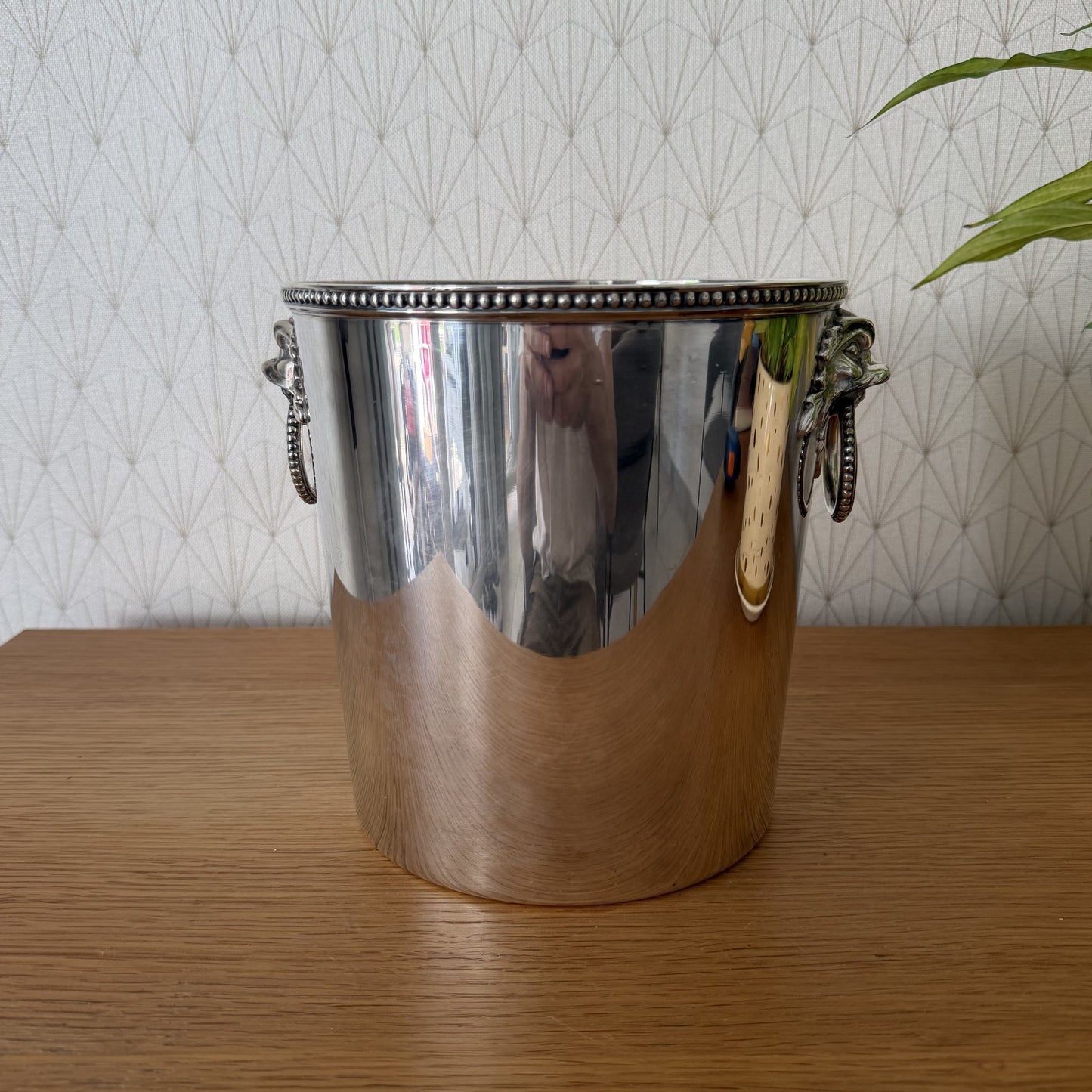 French Ercuis Silver Plate Champagne Bucket Lion Head Handles Vintage 27062620 Unbranded