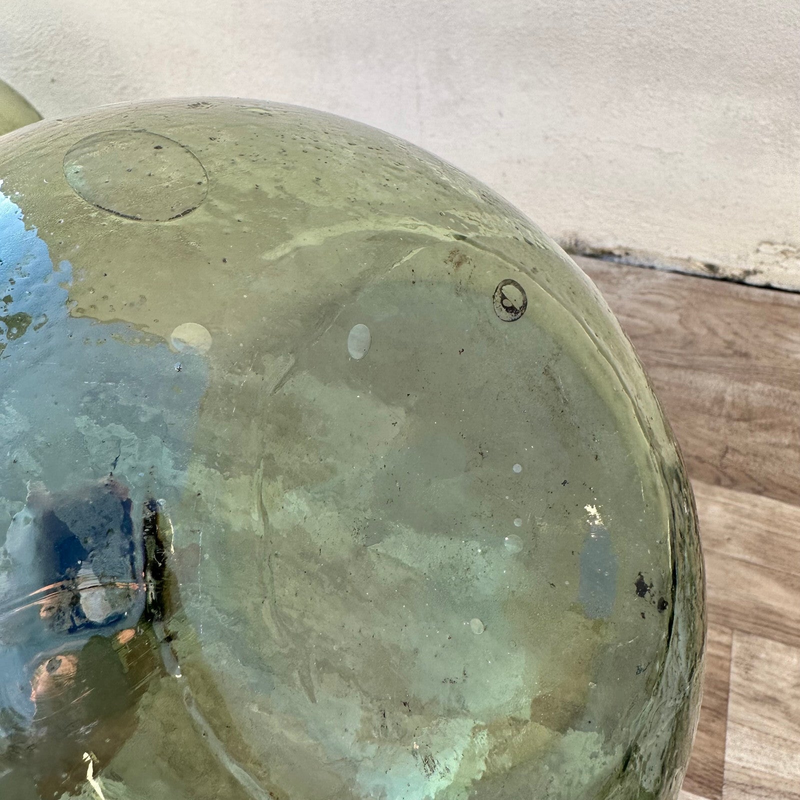 Antique French Dame Jeanne Green Glass Demijohn Wine Bottle 15" 22022312 Fleamarketfrance