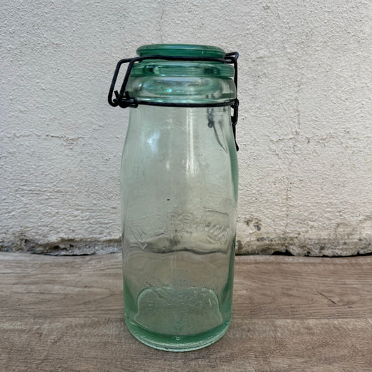 Old bottle preserve La Lorraine jar glass stopper 9" 30062412 - Fleamarketfrance