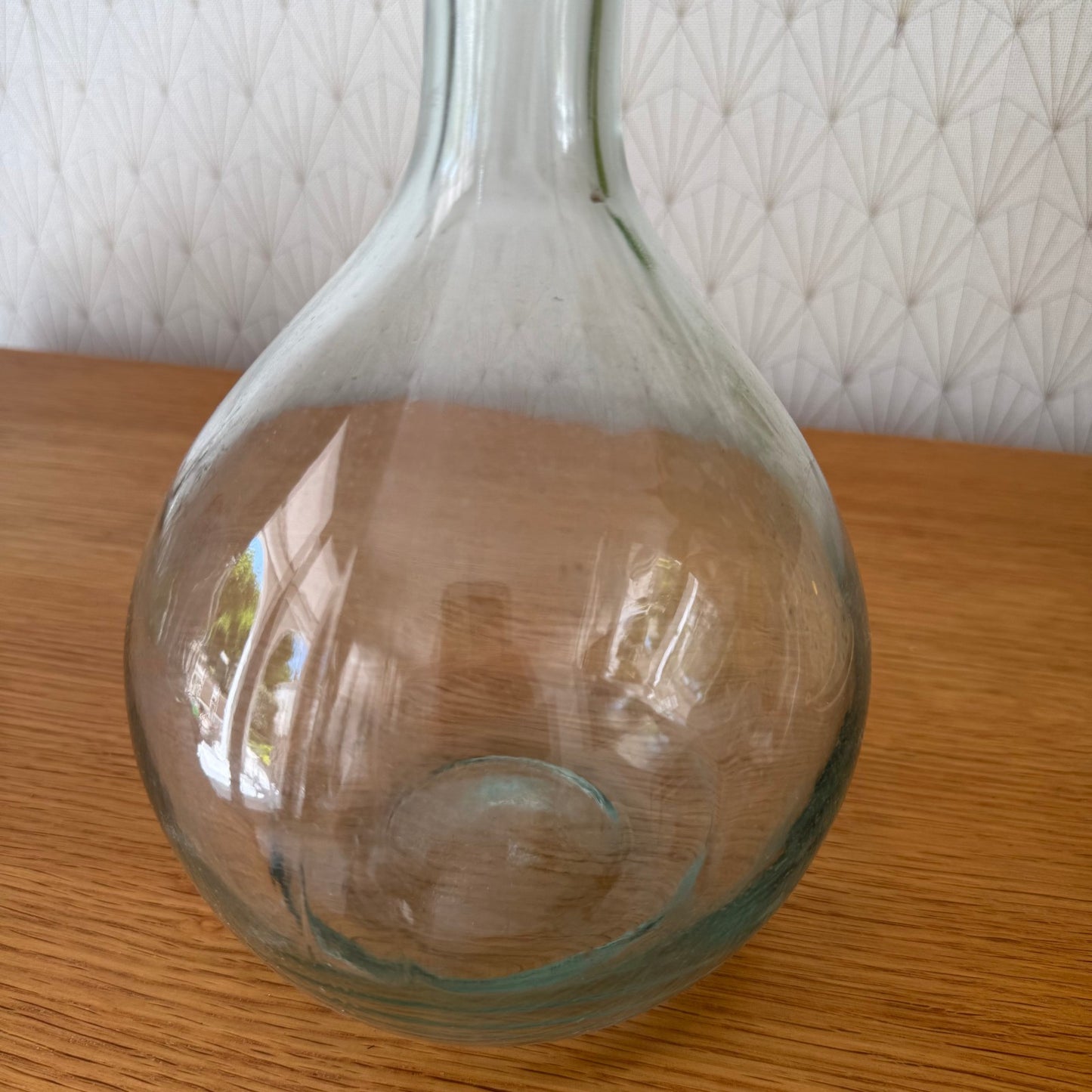 Old French clear glass Dame Jeanne Demi John Bottle bonbonne 1907258