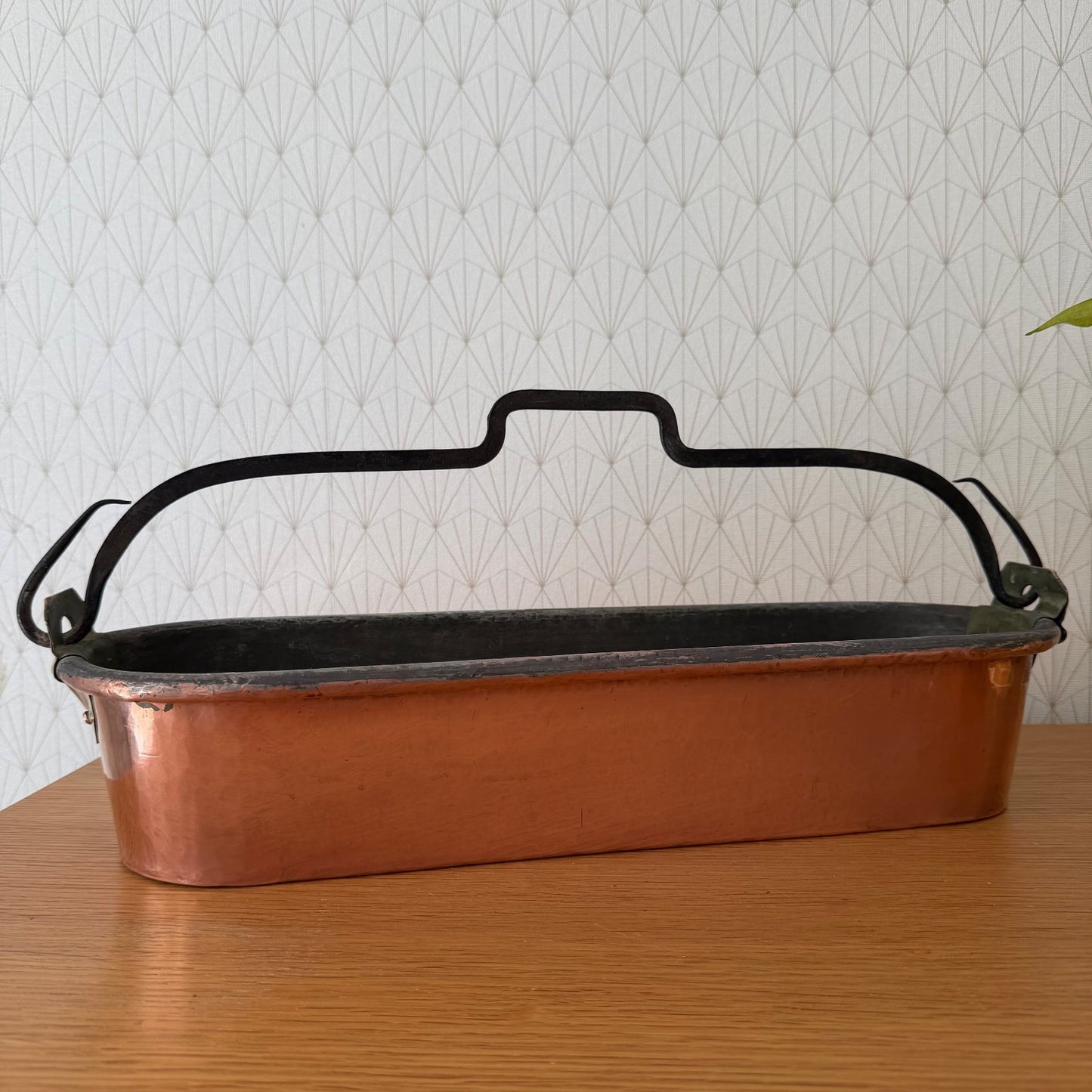 French Copper Fish Kettle Poacher Villedieu Brass Handles Vintage 0405265 Fleamarketfrance