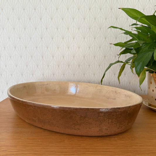 Vintage La Bourguignonne France Handmade French Bakeware 18” gratin 11112410 La Bourguignonne France