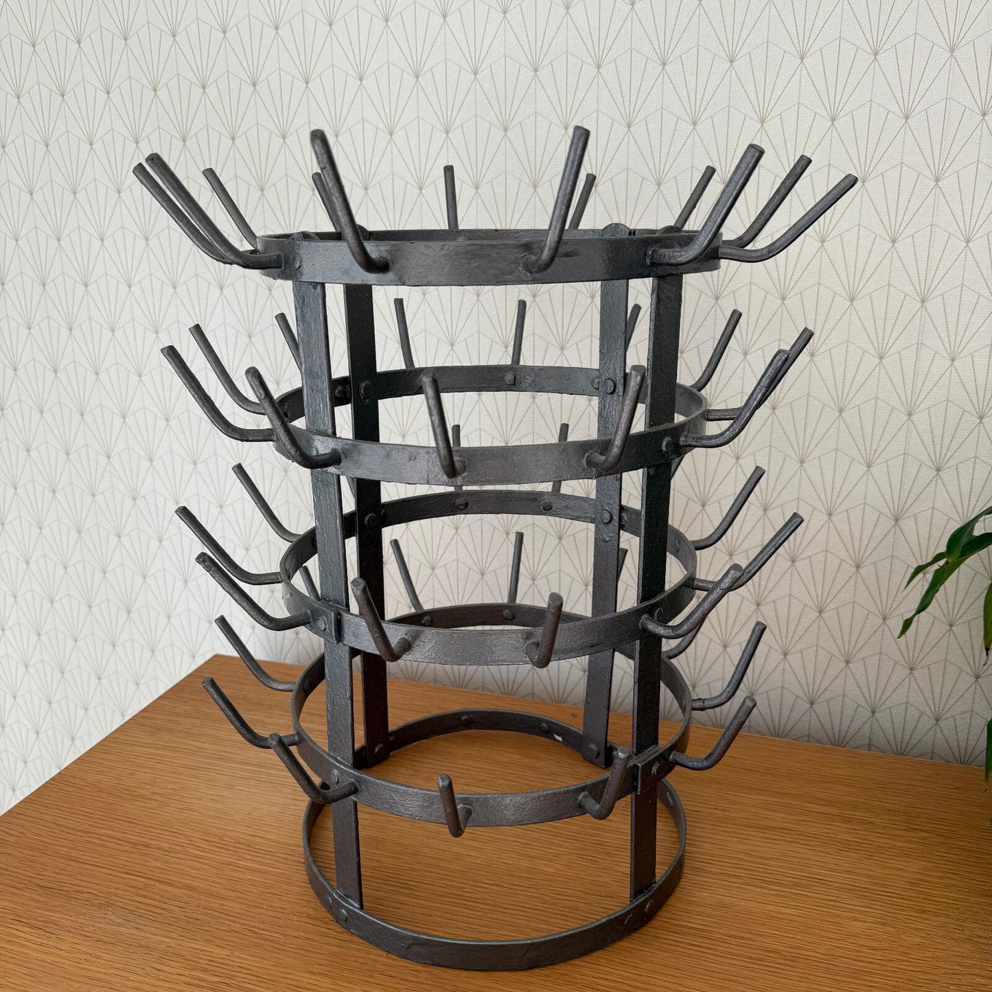 French Wine Bottle Drying Rack Wrought Iron Antique 1900s Vintage 0301257 Fleamarketfrance