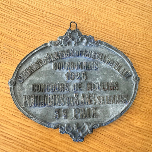 FRENCH VINTAGE AGRICULTURE PLAQUE TROPHY AWARD ANIMALS PRIZE SIGN 1926 1906246 Fleamarketfrance