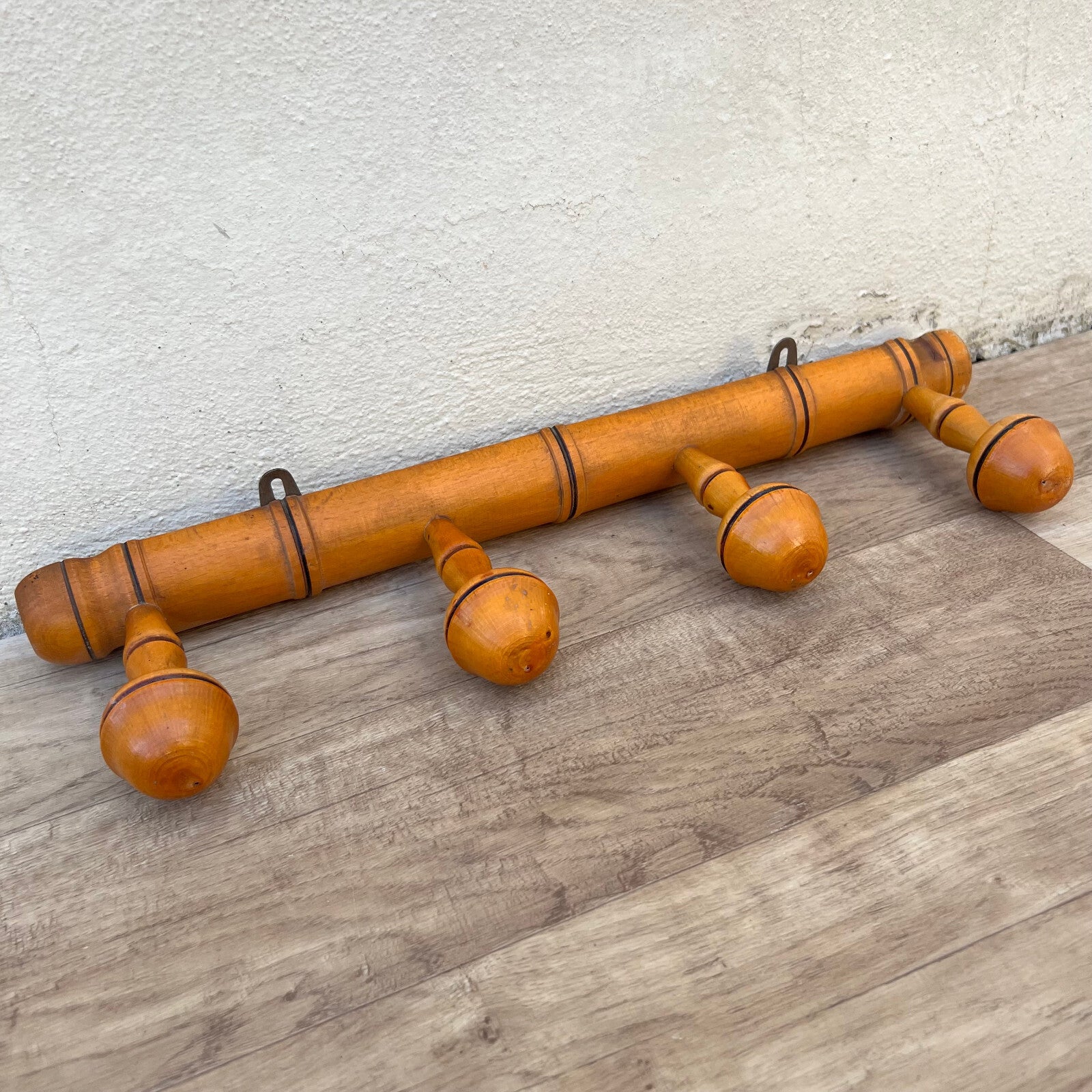 Antique French Coat Hook Hat 4 Pegs Hanger Faux Bamboo rack 130825* Unbranded