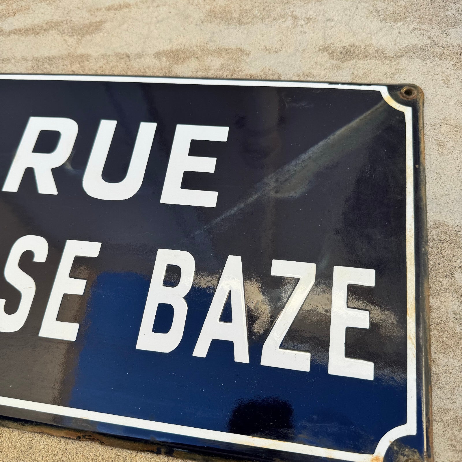 Vintage French Street Sign Rue Mosse Baze Blue Enamel Plaque 13042430 Fleamarketfrance