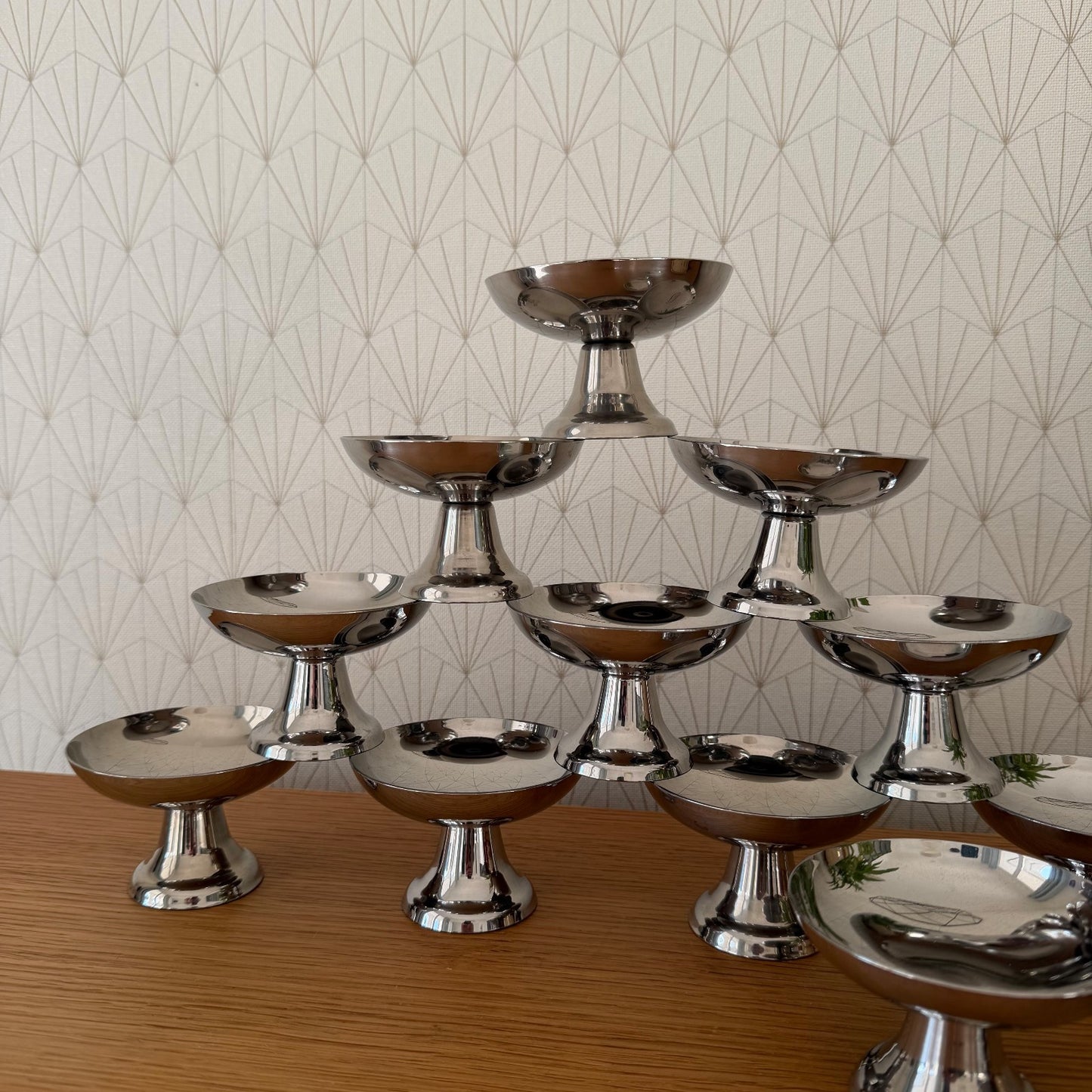 Set Of 12 Vintage Inox European Stainless Goblet Ice Cream Cup 0101265 Stainless