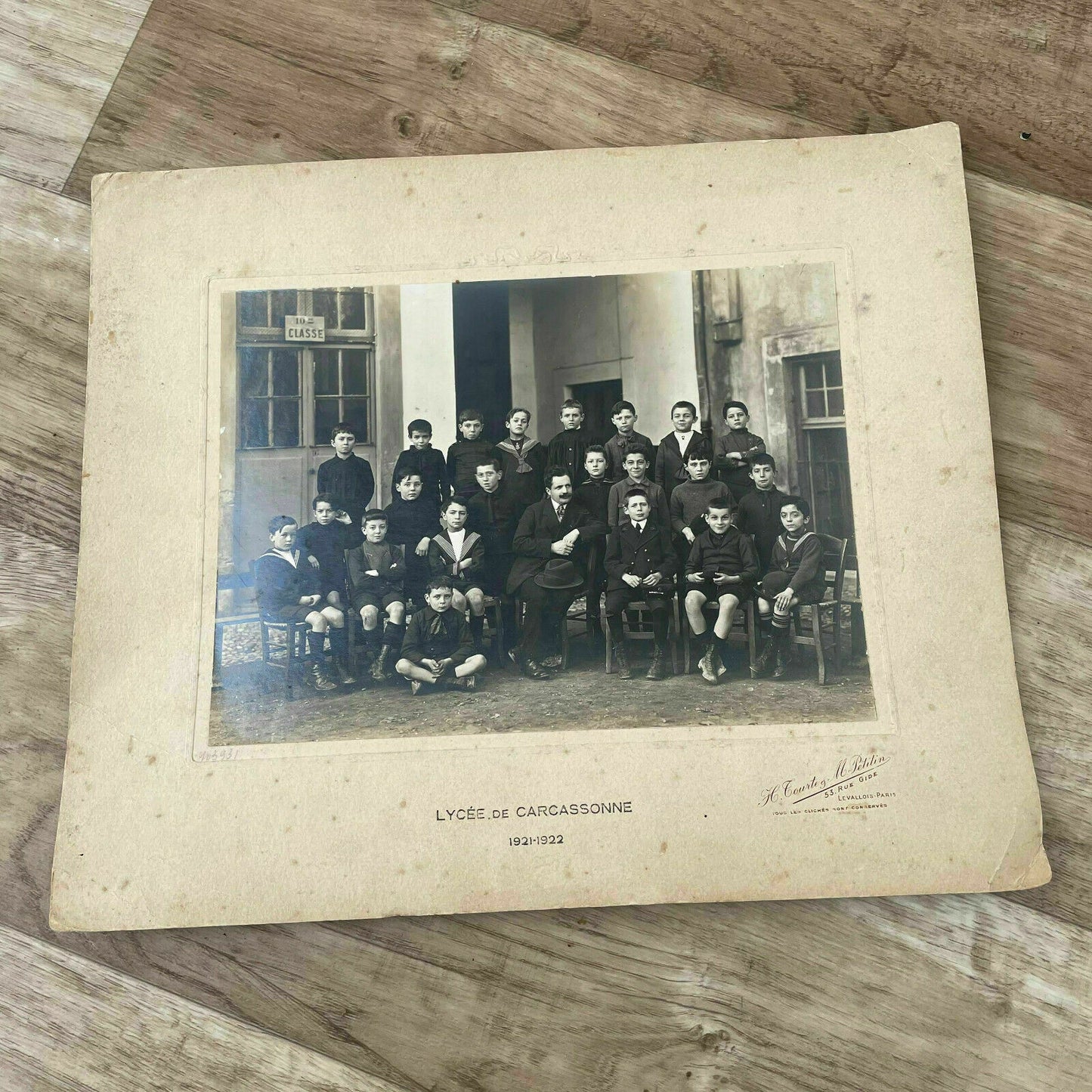 Vintage French School Class Getting Picture Photo Carcassonne 1922 15022122 - Fleamarketfrance