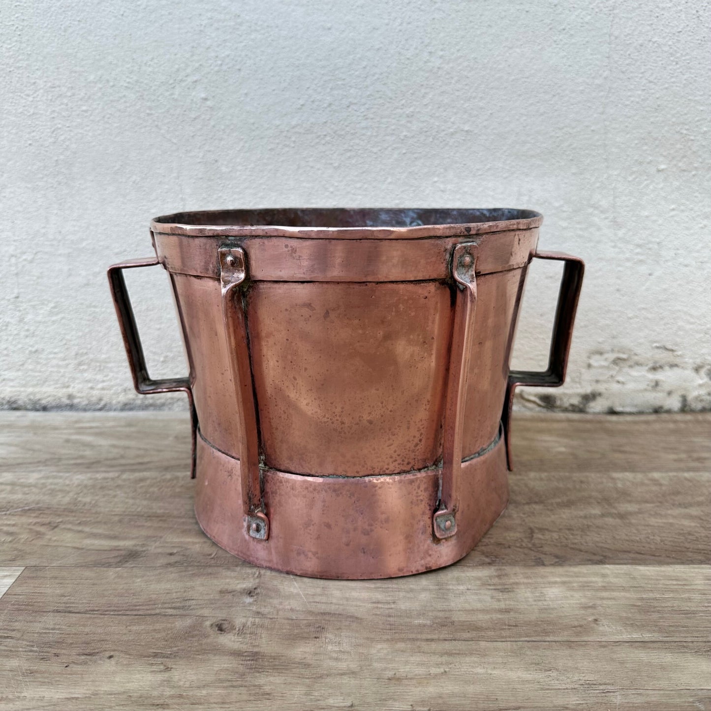 Antique French Copper Measuring Pot 2 Handles Wheat Vessel Brocante 1106232 Fleamarketfrance