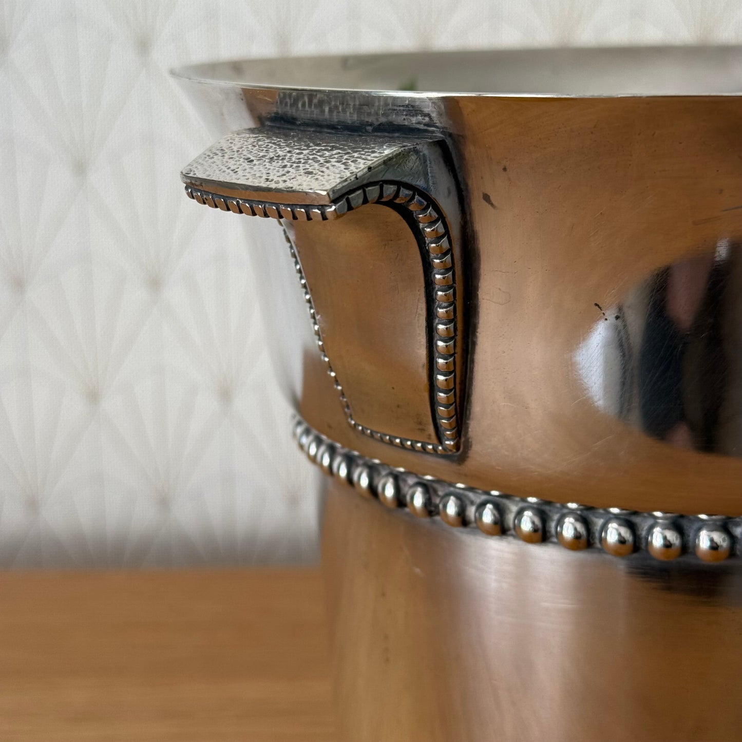 French Silverplate Champagne Cooler Ice Bucket Beaded Vintage 2704256 Fleamarketfrance