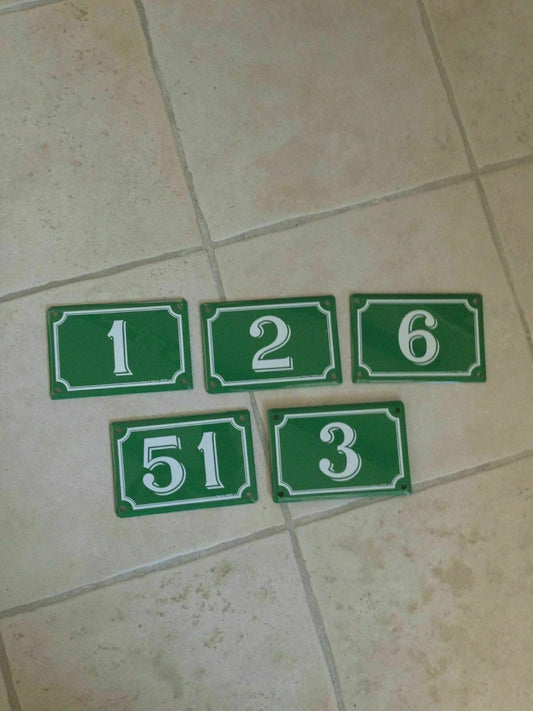 French Enamel House Numbers Green Street Signs Vintage Door Numbers 1 2 6 51 3 Unbranded