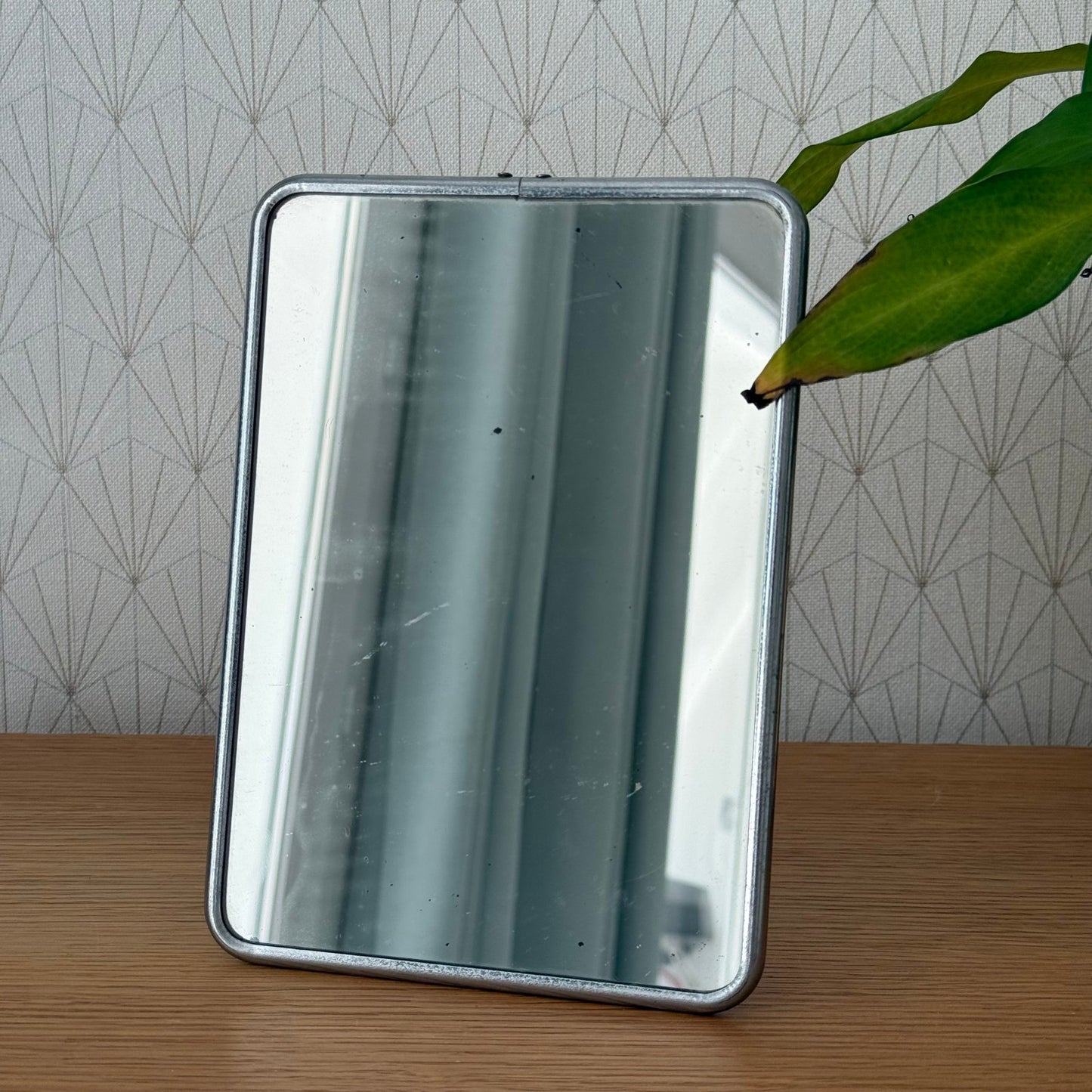 Vintage French Standing Mirror Metal Frame 1950s Vanity Bathroom 0608254 Fleamarketfrance