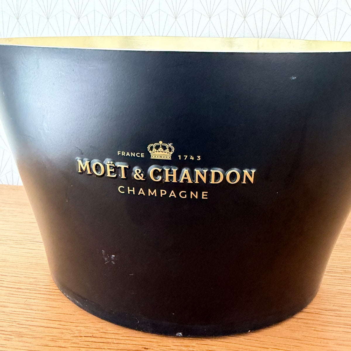 French Champagne Ice Bucket Black Metal Wine Cooler Moet chandon 04092615