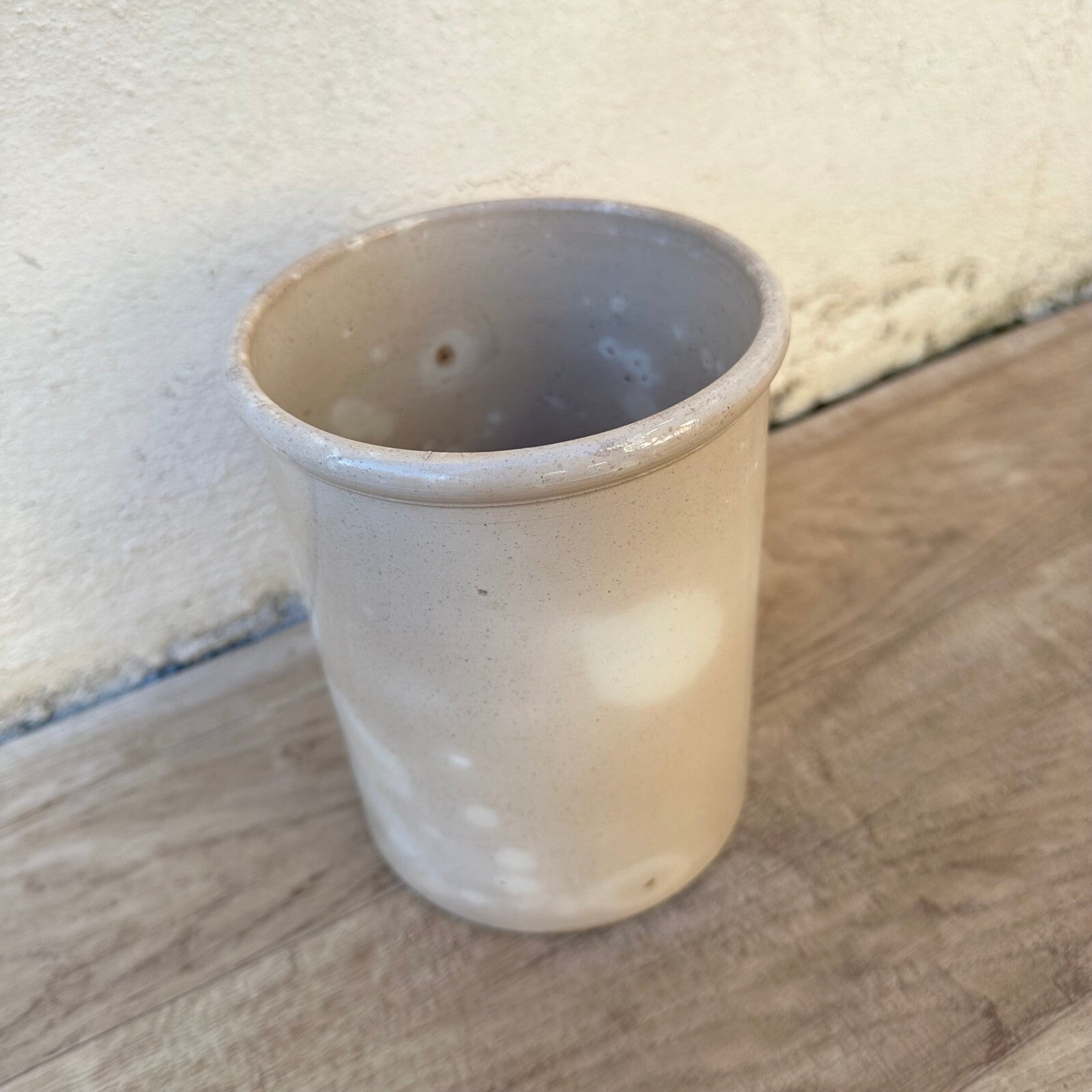 HANDMADE GLAZED WHTIE GREY ANTIQUE FRENCH CONFIT POT SMALL TERRACOTTA 2202235 Unmarked