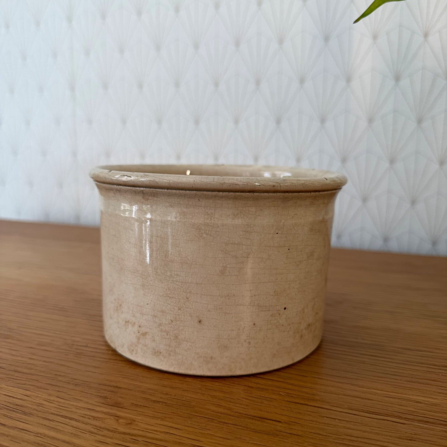 Antique French Confit Pot Creil Montereau Crackle Glaze Ceramic 1006263