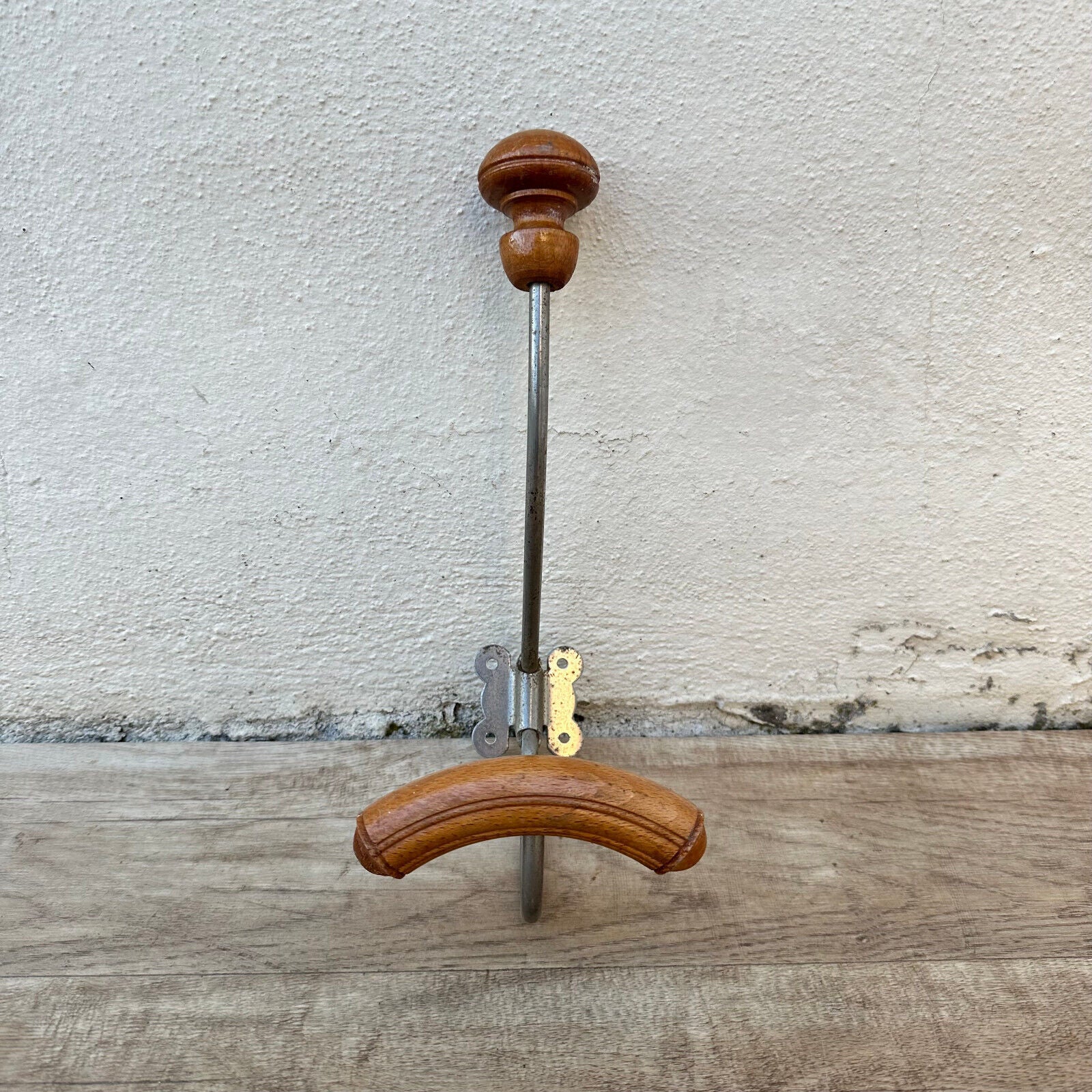 Antique French Coat Hook Hat Hanger metal wood 0509245 - Fleamarketfrance