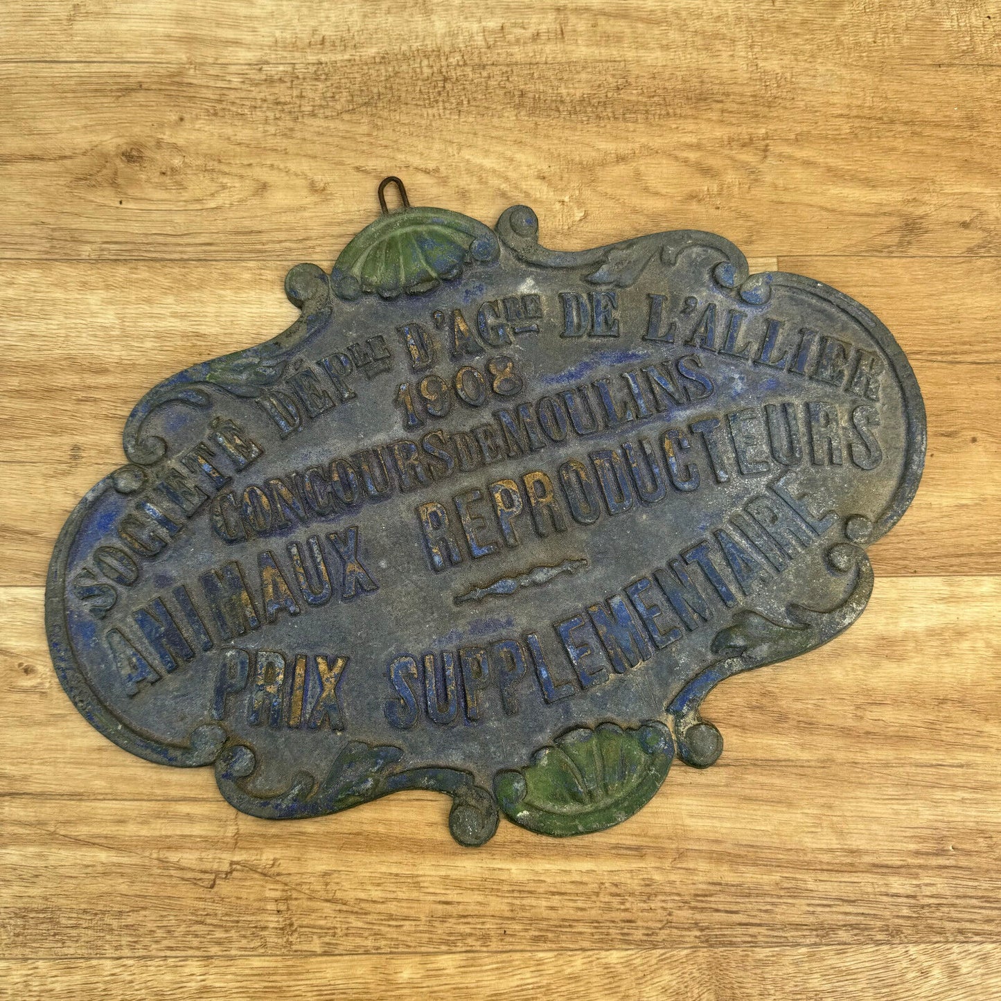 FRENCH VINTAGE AGRICULTURE PLAQUE TROPHY AWARD ANIMALS PRIZE SIGN 1908 0309242 - Fleamarketfrance