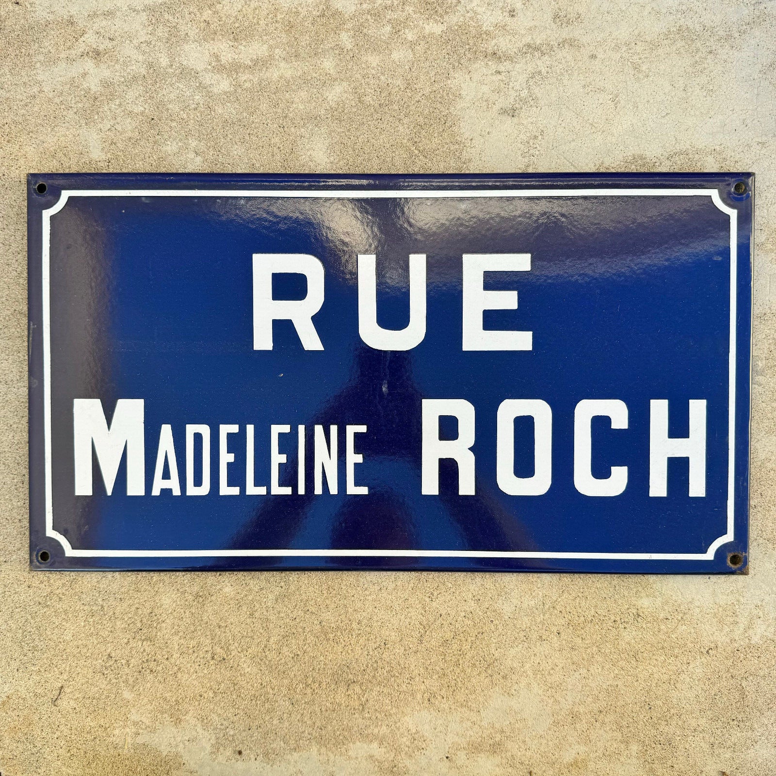 Old French Street Enameled Sign Plaque - vintage ROCH 13042448 - Fleamarketfrance