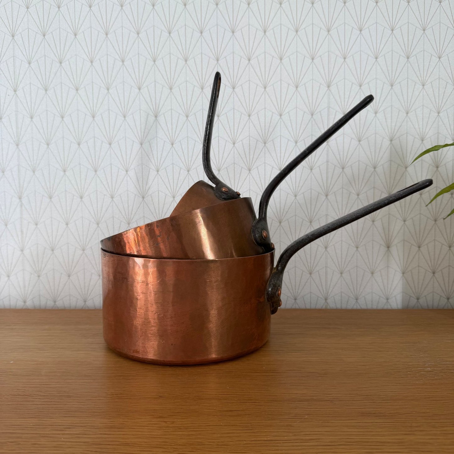 French Copper Pans Set 3 Tin Lined Grands Magasins du Louvre Paris 230711
