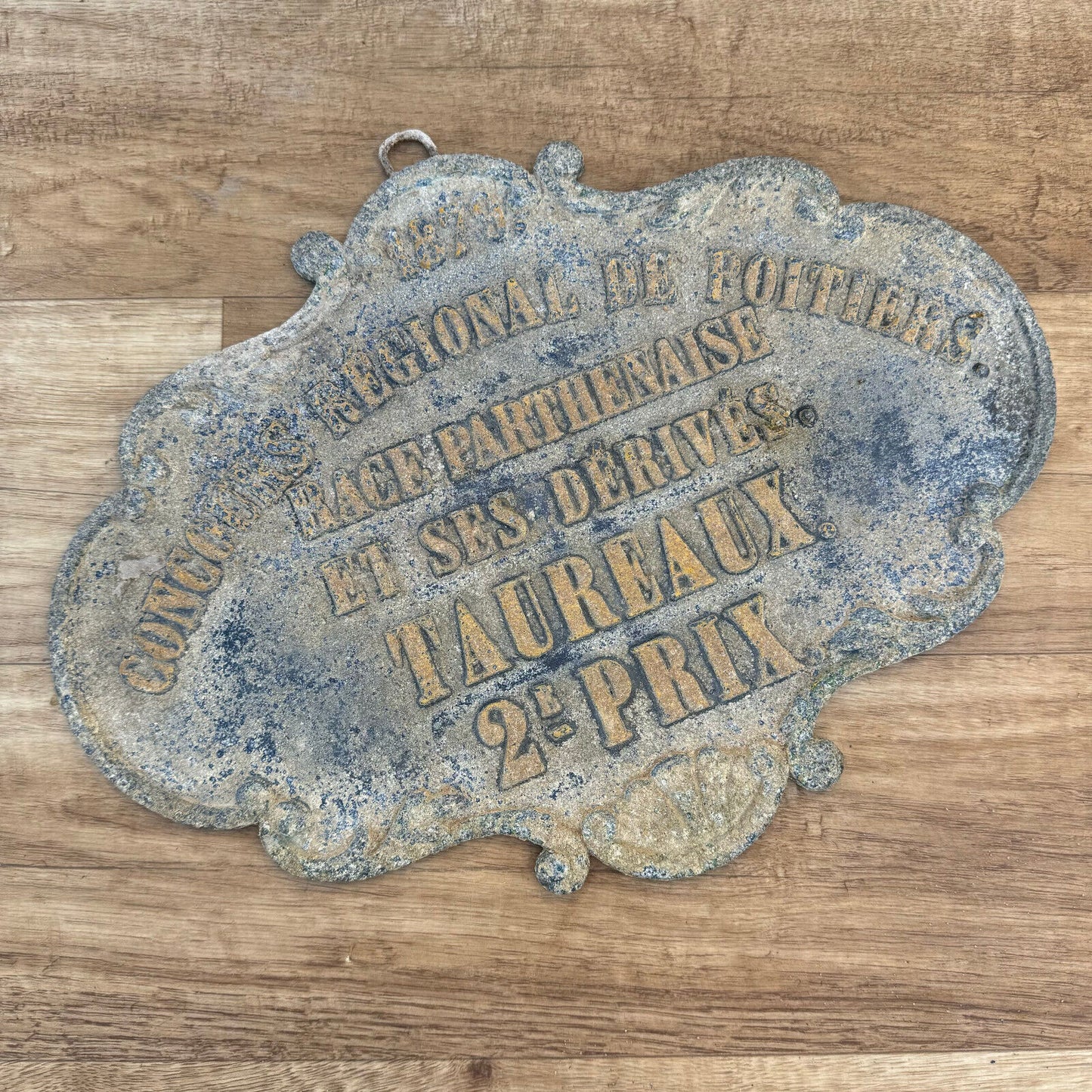 FRENCH VINTAGE AGRICULTURE PLAQUE TROPHY AWARD ANIMALS PRIZE SIGN 1879 2507248 - Fleamarketfrance