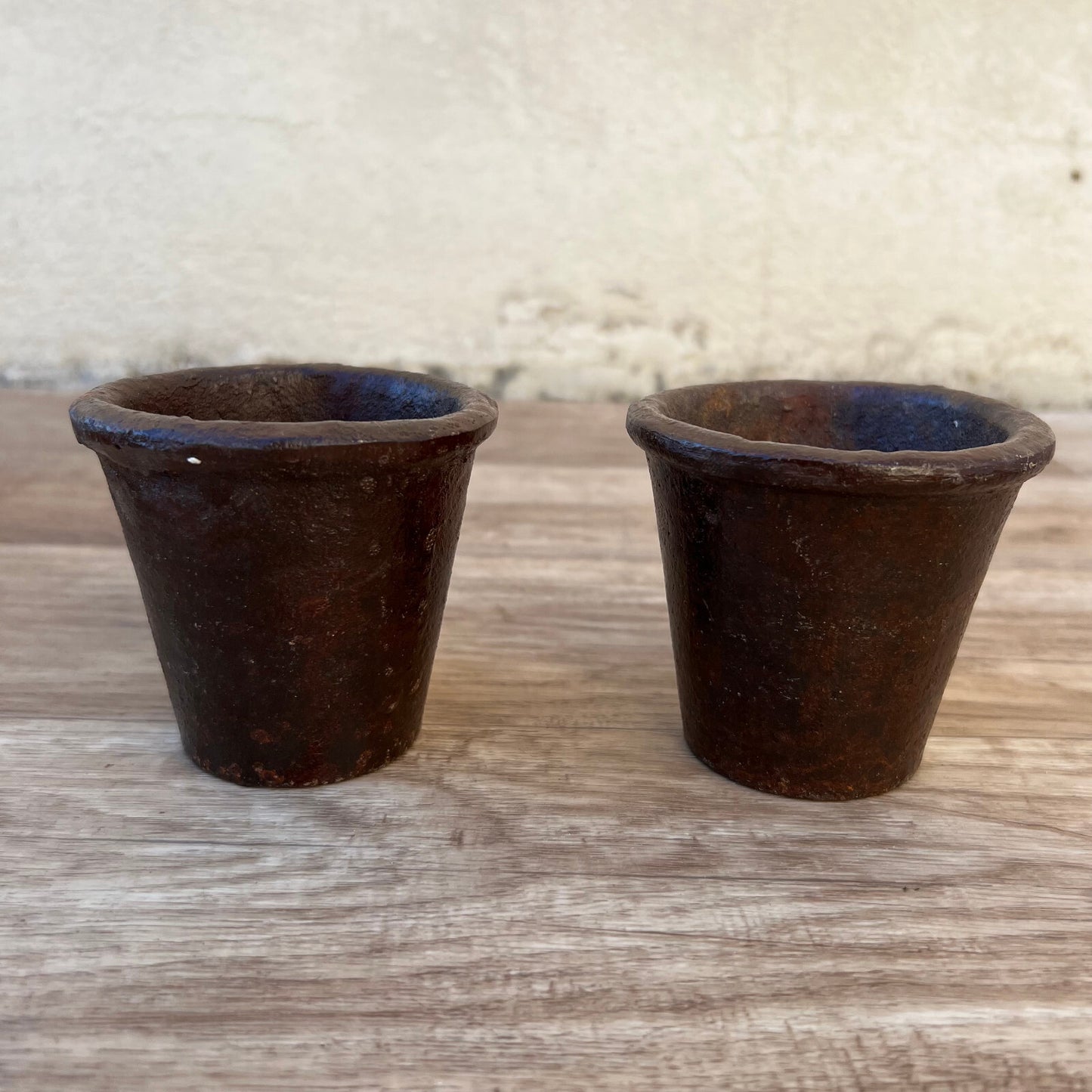 French Cast Iron Planters Vintage Rustic Conical Pots Set of 2 10122217 Fleamarketfrance