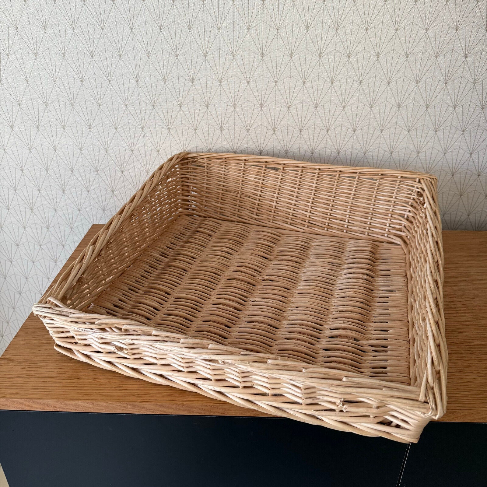 Vintage French Wicker Basket Vintage rattan bakery display bread 0901251 - Fleamarketfrance