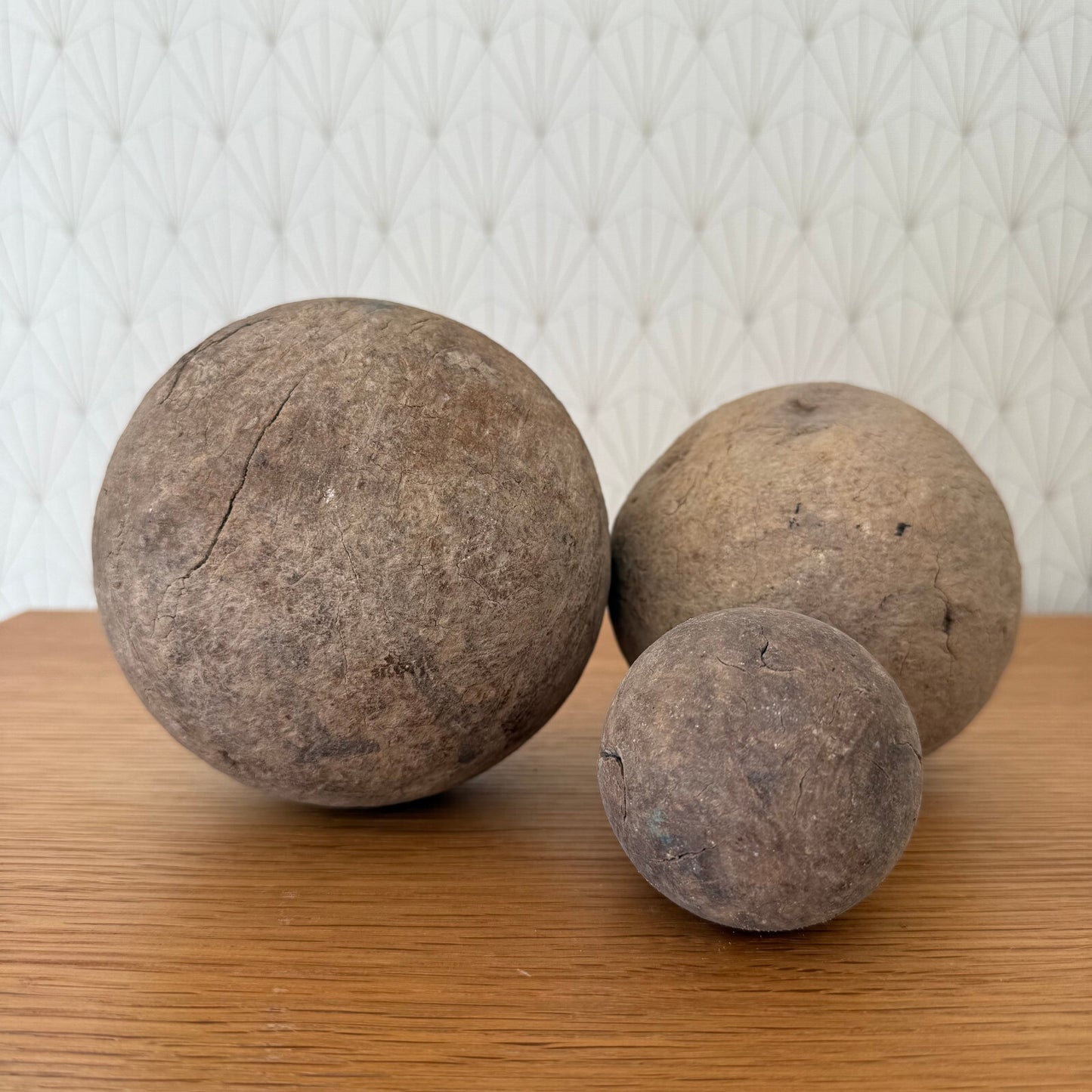 Antique Wooden Balls French Farmhouse Primitive Decor Set of 3 09022510 Unbranded
