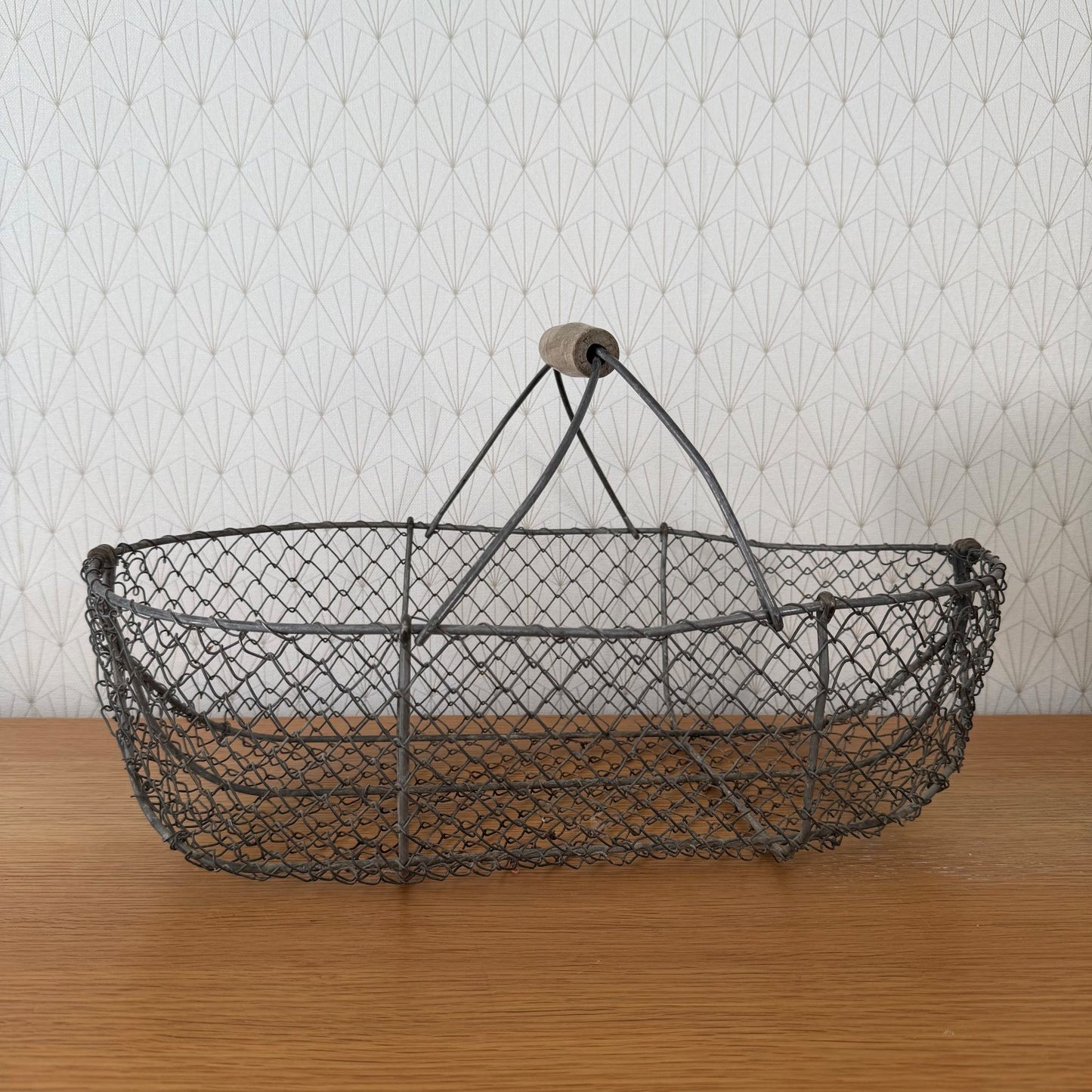 French Wire Basket Harvesting Vintage 0409265