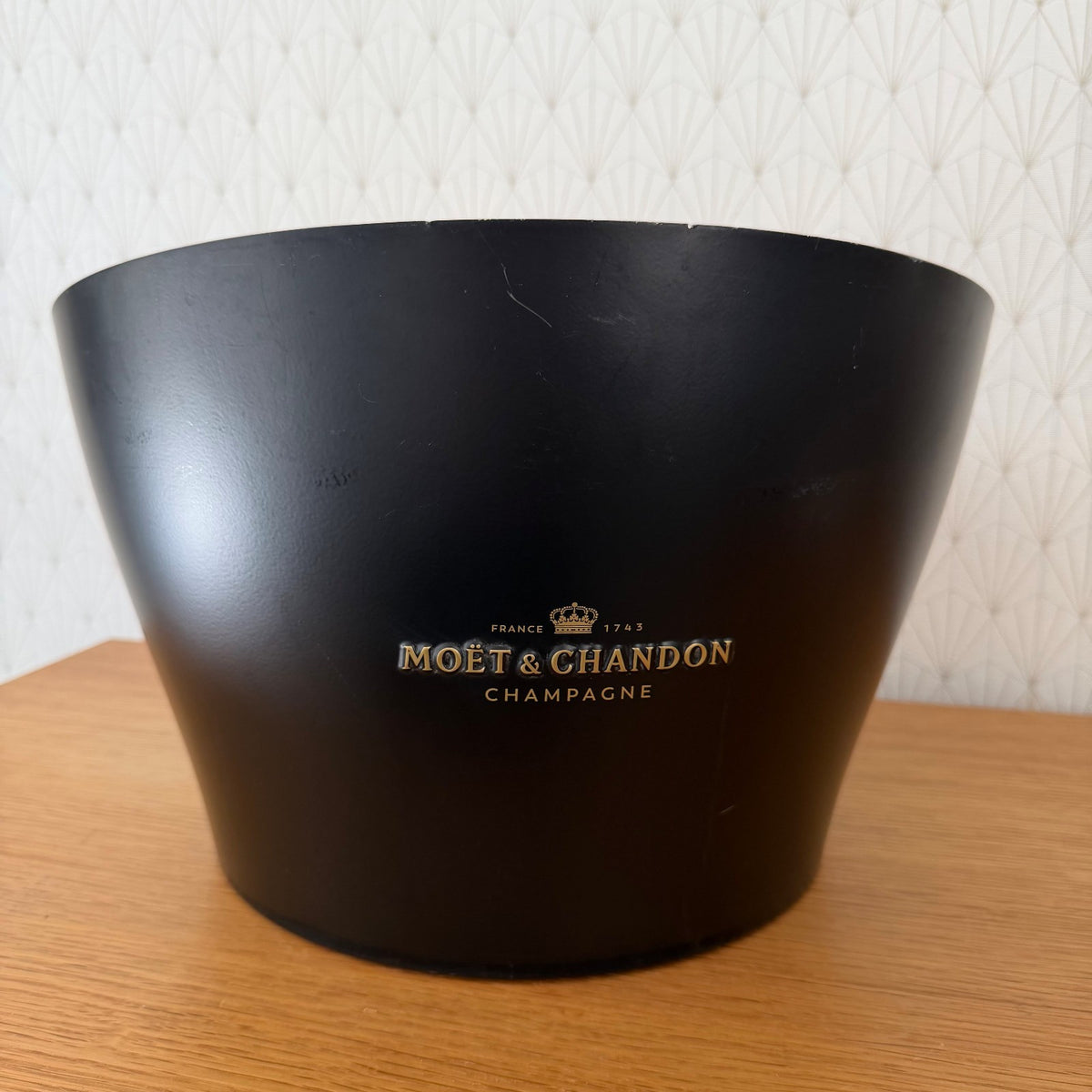 French Champagne Ice Bucket Black Metal Wine Cooler Moet chandon 0409269