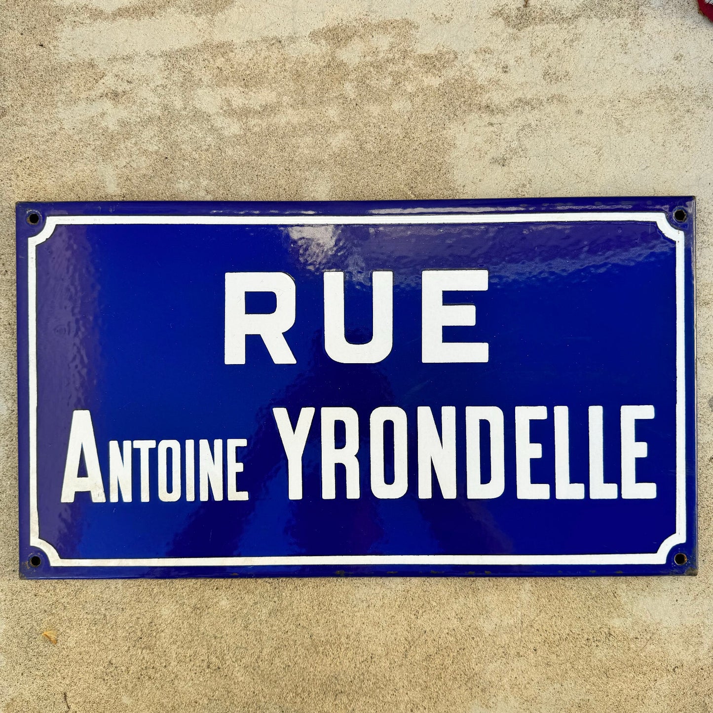 Vintage French Street Sign Enamel Plaque Rue Antoine Yrondelle 23042452 Fleamarketfrance