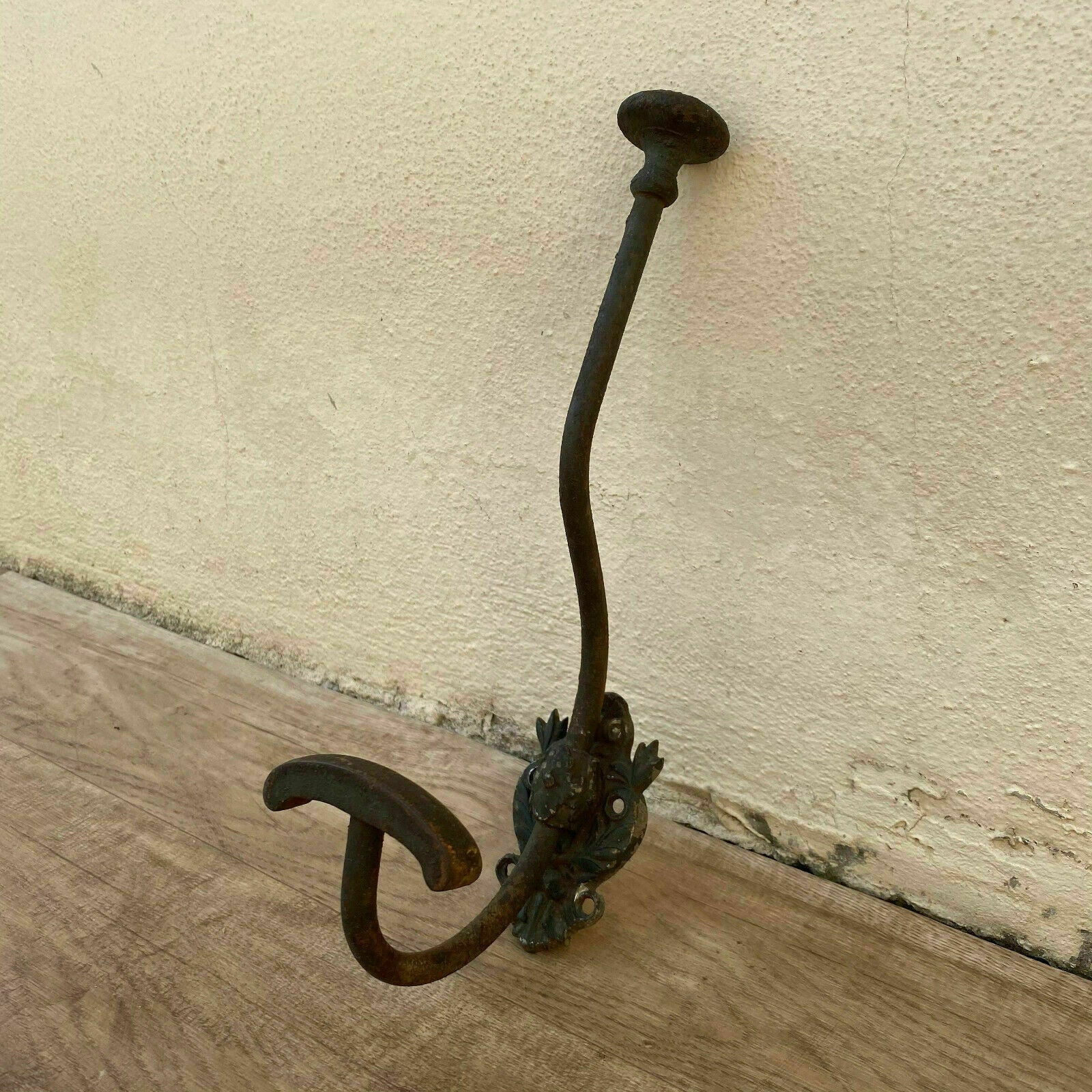 BIG VINTAGE ANTIQUE CAST IRON FRENCH PORTMANTEAU COAT & HAT HOOK 16062111 - Fleamarketfrance