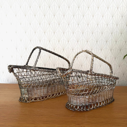 vintage french wine metal basket bottle holder serving rustic 2110252