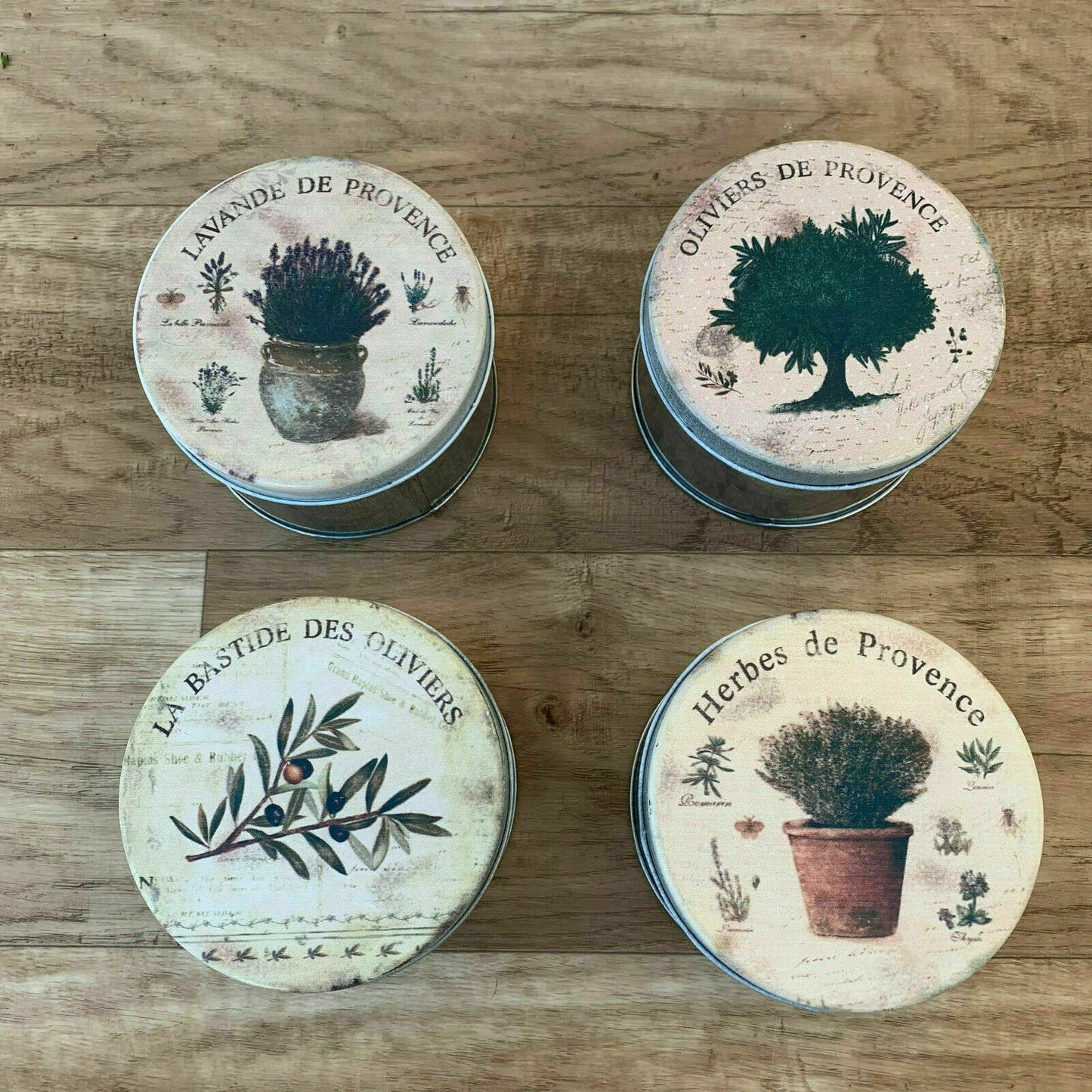 French Herb Tins Set 4 Vintage Provence Storage Canisters Metal 2407231 Fleamarketfrance