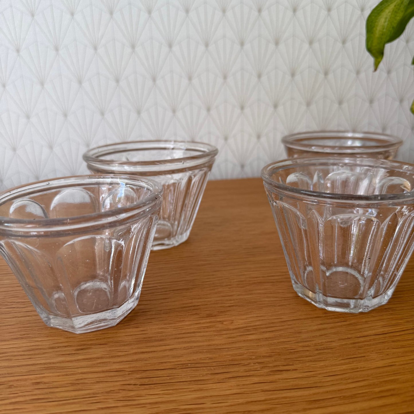 4 Vintage French Glass Jam Jelly Jar Pot Faceted Preserving Glass 2307253