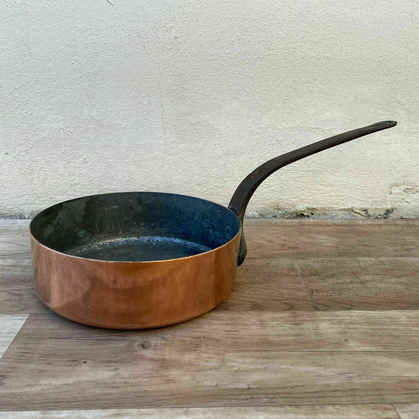 French Copper Sauteuse Vintage Cookware Tin Lined 22cm Pan 2009208 Unbranded