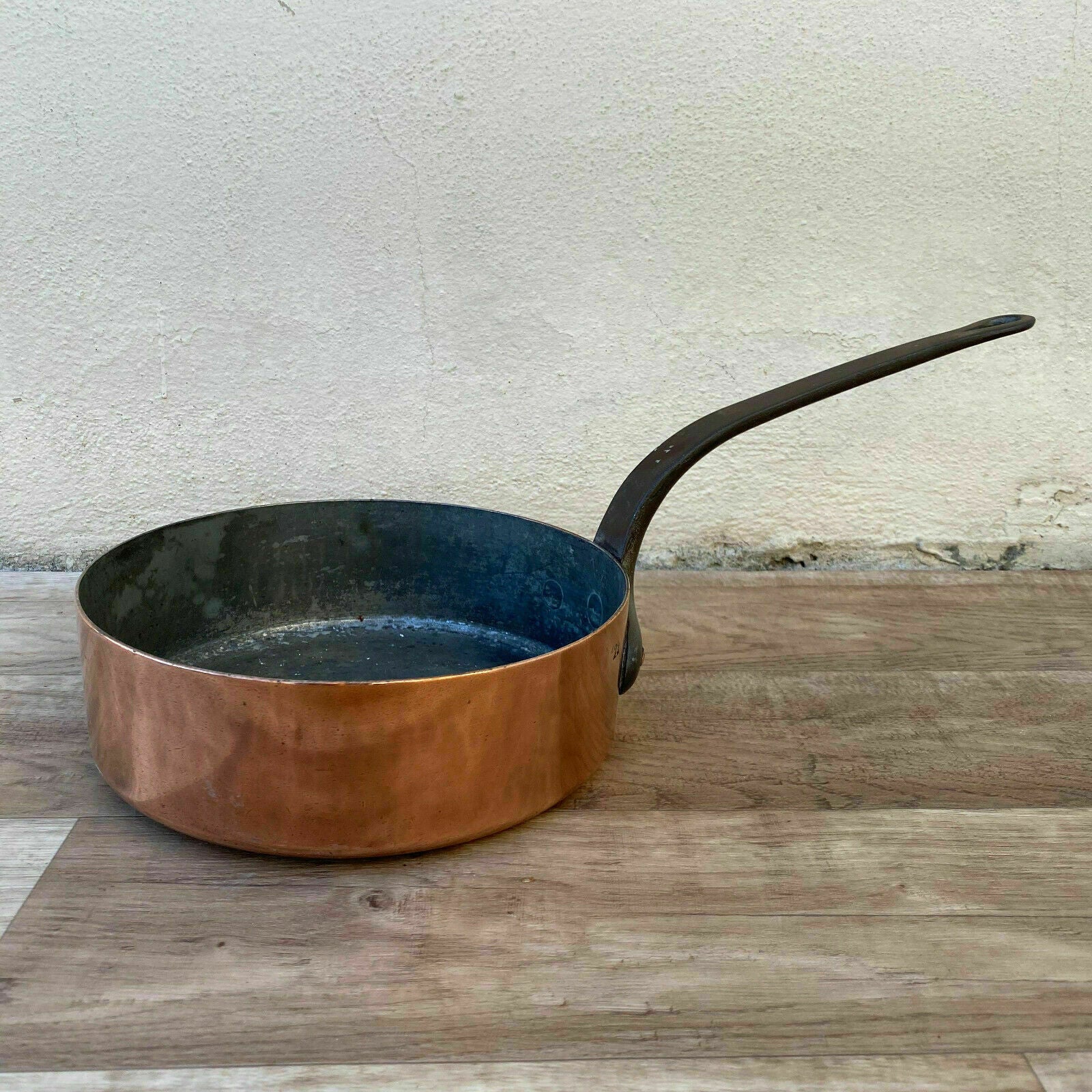 French Copper Sauteuse Vintage Cookware Tin Lined 22cm Pan 2009208 Unbranded