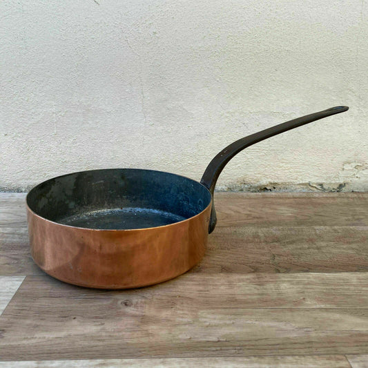 French Copper Sauteuse Vintage Cookware Tin Lined 22cm Pan 2009208 Unbranded