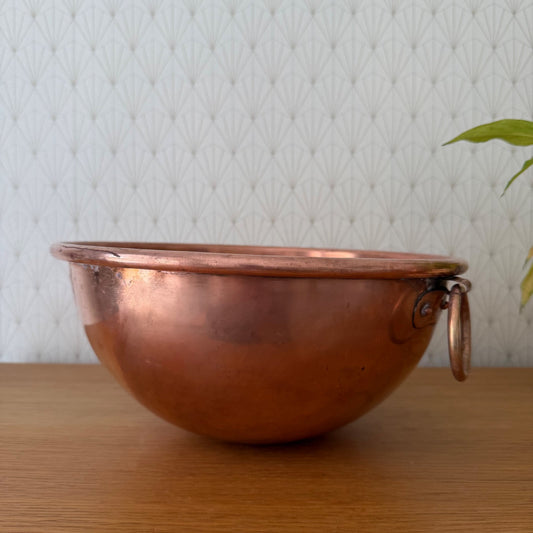 Vintage French Copper Bowl Villedieu Mauviel Cul de Poule Mixing 0405266 Antique